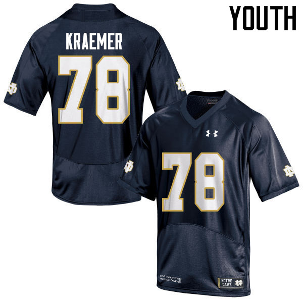 Youth #78 Tommy Kraemer Notre Dame Fighting Irish College Football Jerseys-Navy Blue